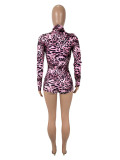 SC Leopard Print Long Sleeve Tight Romper SHD-9735