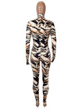SC Long Sleeve Print High Collar Jumpsuit(Without Belt) SHD-9720