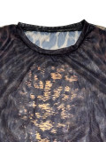 Leopard Print Long Sleeve Two Piece Pants Set SHD-9729