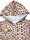 SC Leopard Print Zipper Hooded Two Piece Pants Set SHD-9718