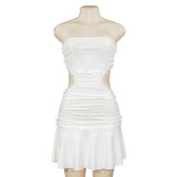 SC Lace Patchwork Solid Color Mini Dress GAXB-D089DS