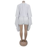 SC Press Pleated Solid Color Romper BY-7432