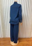 SC Long Sleeve Lapel Denim Two Piece Pants Set GMYU-6570