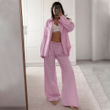 SC Long Sleeve Solid Color Loose Pants Suit SSNF-211483