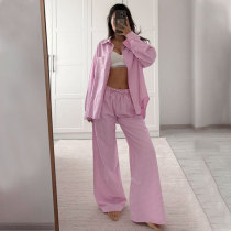 SC Long Sleeve Solid Color Loose Pants Suit SSNF-211483