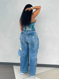 SC Multi-pockets Loose Straight Jeans SH-391396