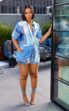 SC Print Short Sleeve Two Piece Shorts Set SFY-764
