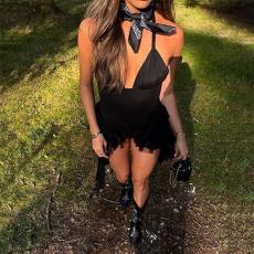 SC Backless Deep V Neck Romper OD-6011