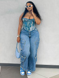 SC Multi-pockets Loose Straight Jeans SH-391396