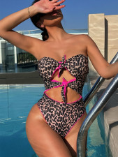 SC Leopard Print Hollow Out One Piece Swimsuit CSYZ-123