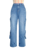 SC Multi-pockets Loose Straight Jeans SH-391396