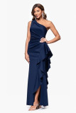 SC Single Shoulder Solid Color Ruffles Maxi Dress XHXF-463