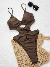 SC Solid Color Hollow Out One Piece Swimsuit CSYZ-337