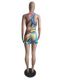 SC Colorful Print Lace Two Piece Shorts Set GDYF-6812