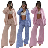 SC Long Sleeve Solid Color Loose Pants Suit SSNF-211483