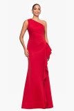 SC Single Shoulder Solid Color Ruffles Maxi Dress XHXF-463