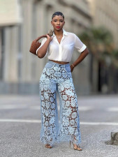 SC Plus Size Hollow Out Lace Patchwork Jeans GYLN-6690