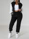 SC Contrast Color Zipper Coat Two Piece Pants Set FENF-6024