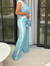 SC Contrast Color Sleeveless Two Piece Pants Set HMS-5592