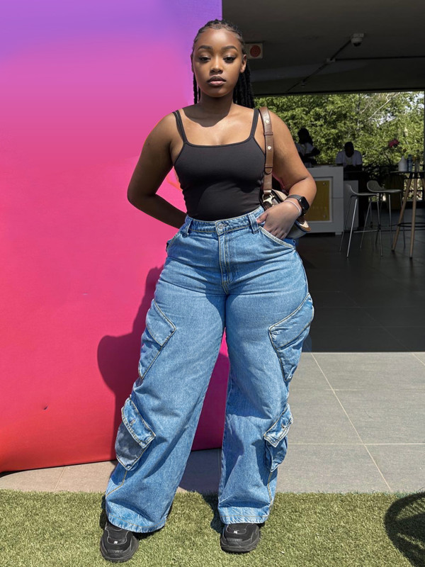 SC Multi-pockets Loose Straight Jeans SH-391396