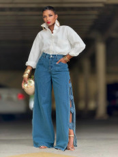 SC Hollow Out Split Floral Jeans GYLN-8714
