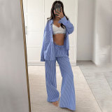SC Long Sleeve Solid Color Loose Pants Suit SSNF-211483