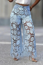 SC Plus Size Hollow Out Lace Patchwork Jeans GYLN-6690