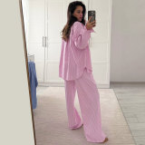 SC Long Sleeve Solid Color Loose Pants Suit SSNF-211483