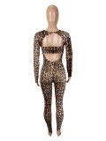 SC Leopard Print Long Sleeve Jumpsuit SHD-9744
