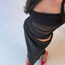 SC Mesh See Through Halterneck Maxi Dress GPKJ-KJ27749