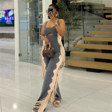 SC Contrast Color Tassel Sleeveless Jumpsuit SHD-9769