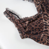 SC Mesh Leopard Print Sling Mini Dress GPKJ-KJ26392