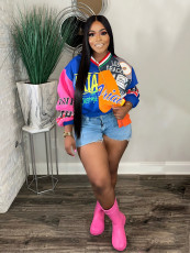 SC Letter Print Color Block Loose Sweatshirt SHD-9730