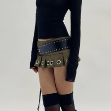 SC Fashion Hollow Out Pleated Mini Skirts GPKJ-KJ25654