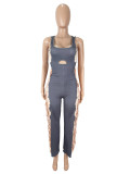 SC Contrast Color Tassel Sleeveless Jumpsuit SHD-9769