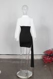 SC Contrast Color Patchwork Mini Dress GXIY-XS-XS5326