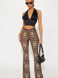 SC Leopard Print Lace Patchwork Pant GXIY-XS-L45383