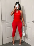 SC Solid Color Halterneck Backless Romper GXIY-K25L67