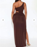 SC Hollow Out Single Shoulder Maxi Dress GXIY-K25L229