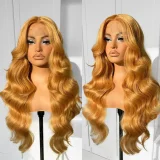 SC Blonde Center Parted Long Curly Hair Big Waves Wigs YWHX-M1631