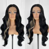 SC Blonde Center Parted Long Curly Hair Big Waves Wigs YWHX-M1631