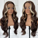 SC Blonde Center Parted Long Curly Hair Big Waves Wigs YWHX-M1631