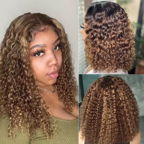 SC Brown Small Curly Hair Wig Head Cover YWHX-M1558