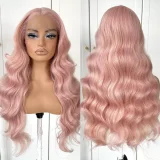 SC Blonde Center Parted Long Curly Hair Big Waves Wigs YWHX-M1631