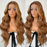 SC Blonde Center Parted Long Curly Hair Big Waves Wigs YWHX-M1631
