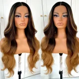 SC Blonde Center Parted Long Curly Hair Big Waves Wigs YWHX-M1631