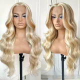 SC Blonde Center Parted Long Curly Hair Big Waves Wigs YWHX-M1631