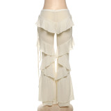 SC Patchwork Ruffled Micro-flare Pants DLSF-K25P76093