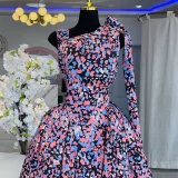 SC Bow Printed Mid-Length Dress GMSF-9272
