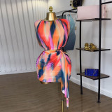 SC Tie Dye Print Pleated Two Piece Skirts Set GMSF-240813002